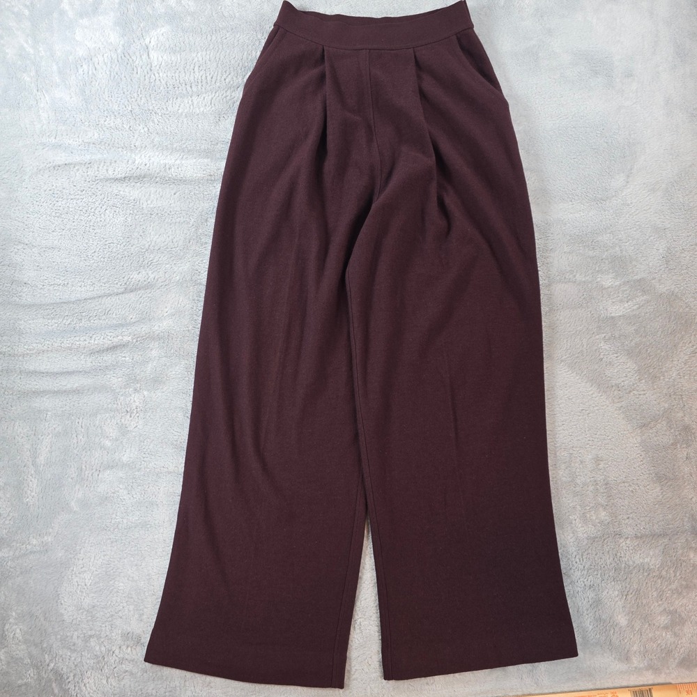 Sonia Rykiel Women 38 / S Vintage Burgundy Wide Leg Pleated Wool Angora Pants